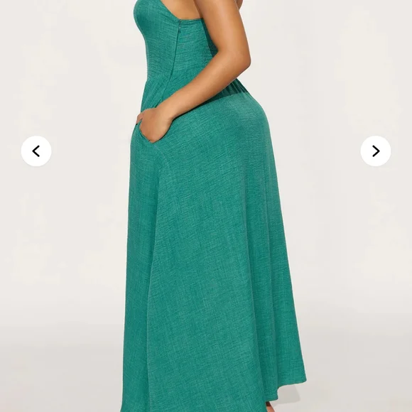 Fashion Nova Green Pleated Halter Maxi Dress - Picture 2 of 4